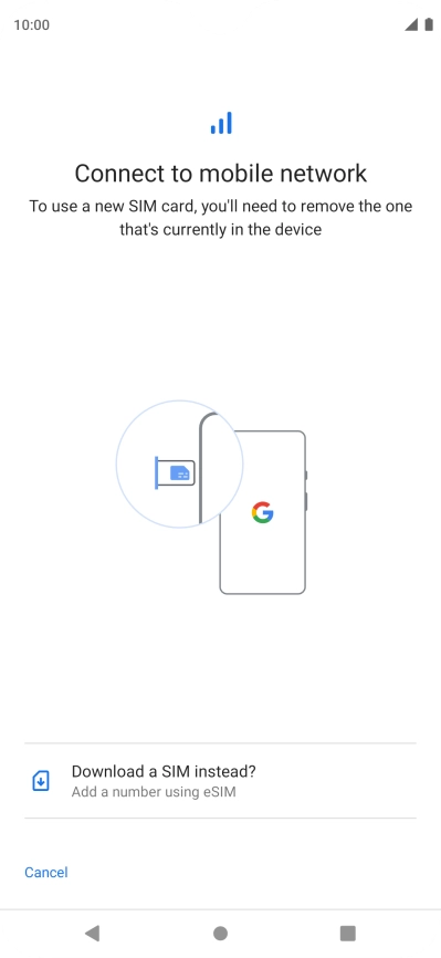 Press Download a SIM instead?.