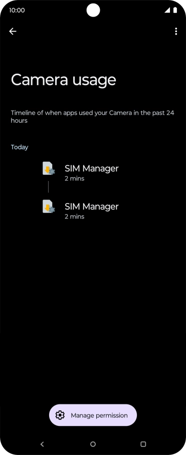 The total app activity for the selected phone function is displayed.