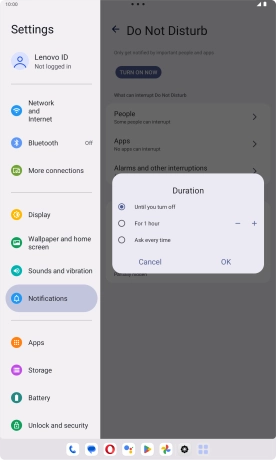 Press the required setting.