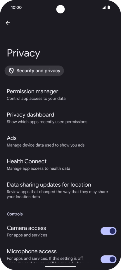 Press Permission manager.