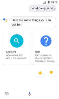 Say, in your own words, what you would like your phone to do.E.g.: CAMERA, CALL [contact], SEARCH THE WEB FOR [information].