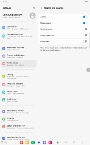 Press the indicators to turn sound and vibration for the selected functions on or off.