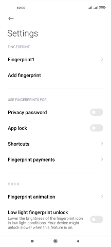 Press the indicators next to the required settings to turn them on or off.