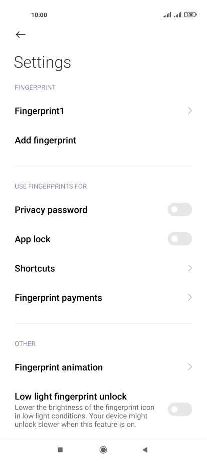 Press the indicators next to the required settings to turn them on or off.