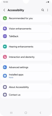 Press Vision enhancements and follow the instructions on the screen to select the required settings.