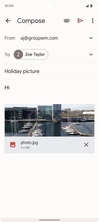 Press the send icon when you've finished your email message.