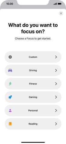 Press the required focus mode and follow the instructions on the screen to add the selected focus mode.