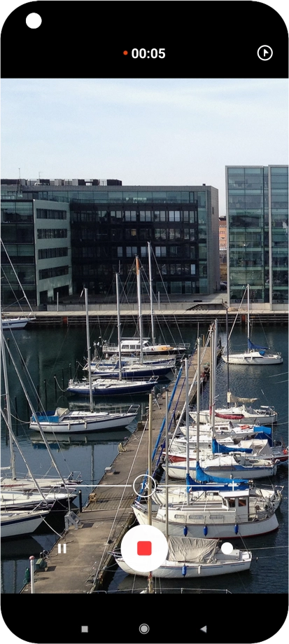 Press the stop icon to stop recording.