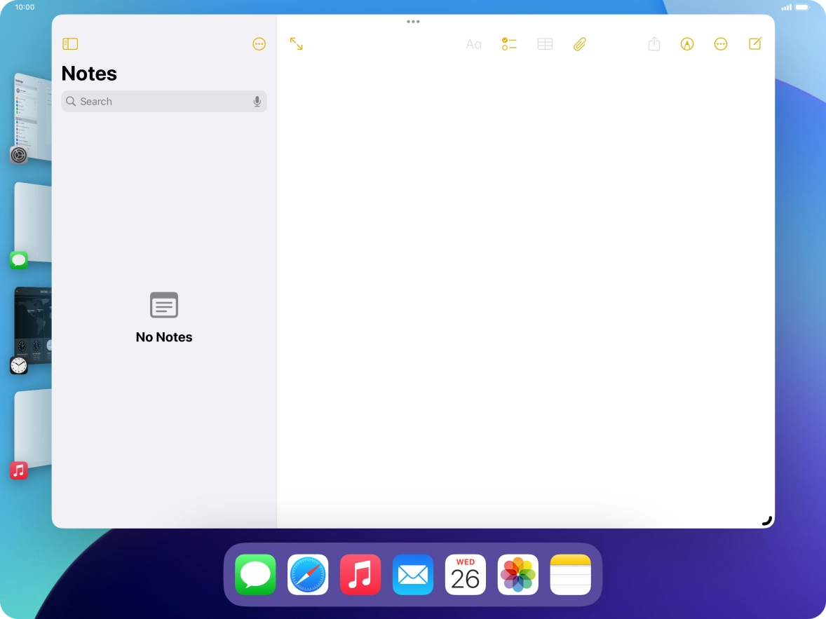 To open a non-visible running application, press the menu icon.