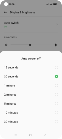 Press the required setting.