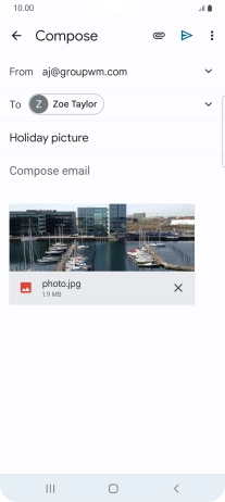 Press the text input field and write the text for your email message. Press the text input field and write the text for your email message.