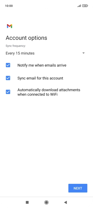 If this screen is displayed, you email account has been recognised and set up automatically. Follow the instructions on the screen to key in more information and finish setting up your phone.