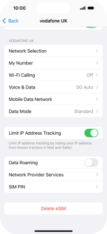 Press Delete eSIM and follow the instructions on the screen to delete your eSIM.