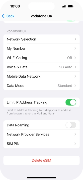 Press Delete eSIM and follow the instructions on the screen to delete your eSIM.