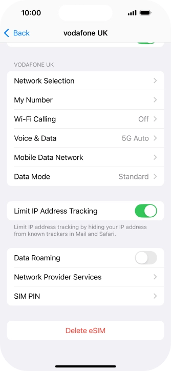 Press Delete eSIM and follow the instructions on the screen to delete your eSIM.