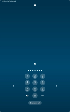 Key in the PUK and press OK.