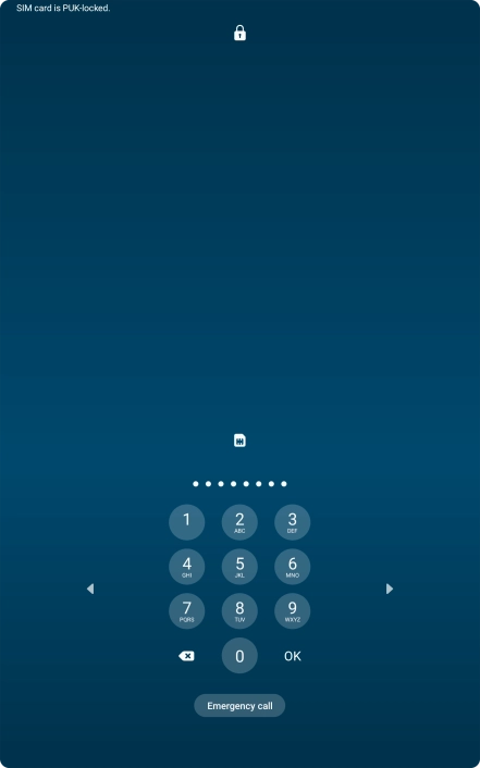 Key in the PUK and press OK.
