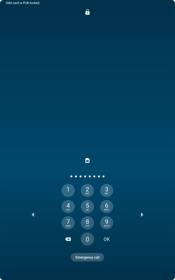 Key in the PUK and press OK.