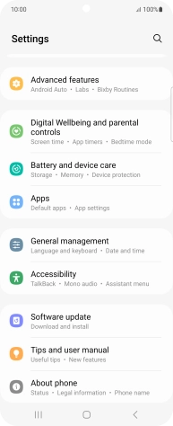 Press Battery and device care.