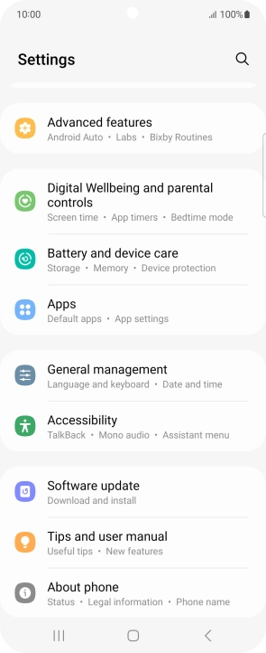 Press Battery and device care.