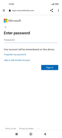 Press Password and key in the password for your email account.