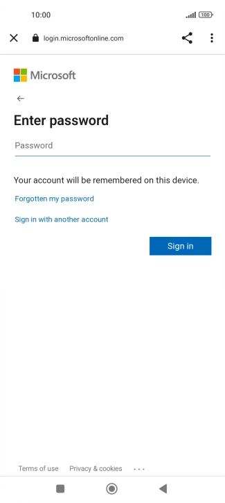 Press Password and key in the password for your email account.