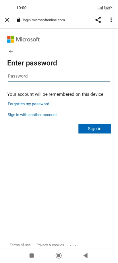 Press Password and key in the password for your email account.