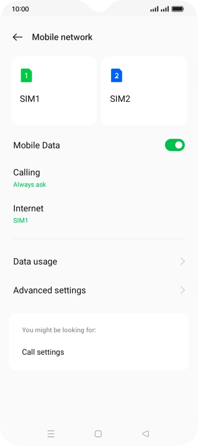 Press the required SIM.