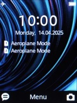 The flight mode icon shows that flight mode is turned on.