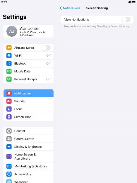 Press the indicator next to 