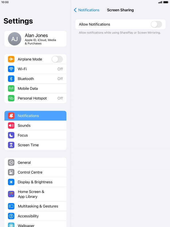 Press the indicator next to 