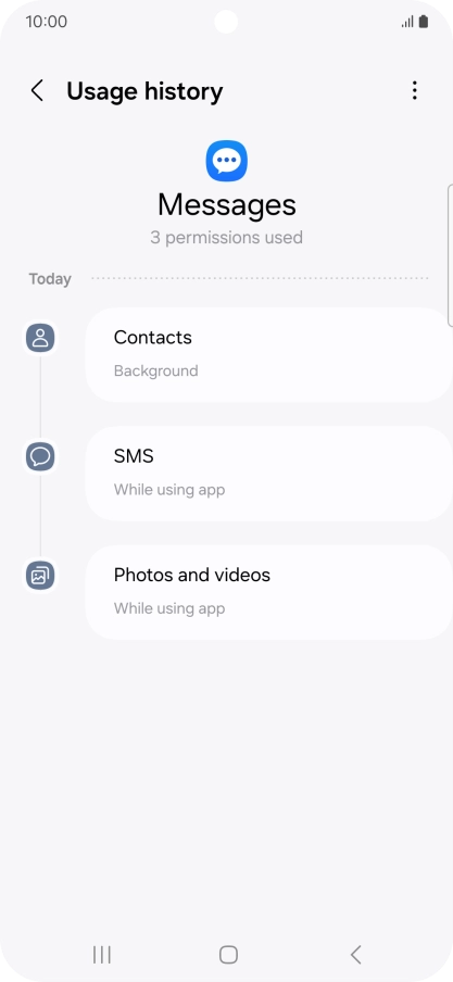 The app activity for the selected app is displayed. The app activity for the selected app is displayed.