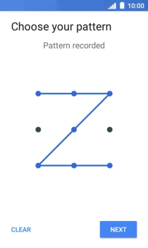 Slide your finger across the screen to connect at least four points and press NEXT.