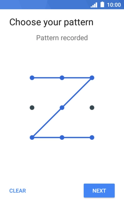 Slide your finger across the screen to connect at least four points and press NEXT.