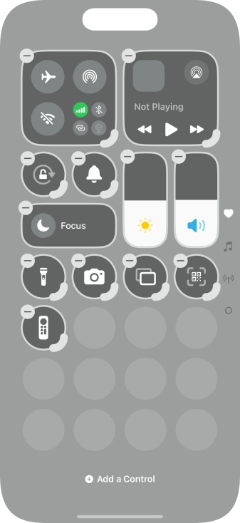 Press Add a Control and follow the instructions on the screen to add the required function to Control Centre.