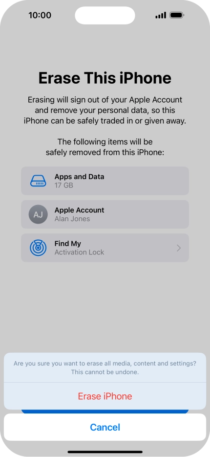 Press Erase iPhone.