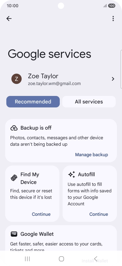 Press Manage backup. Press Manage backup.