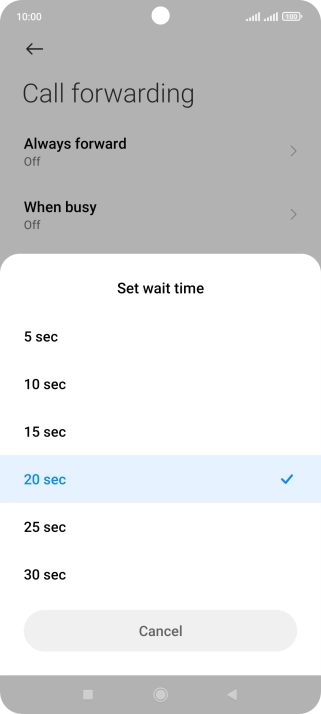 If you divert missed calls, you need to select a delay for the divert. Press the required delay and follow the instructions on the screen to select a delay for the divert.