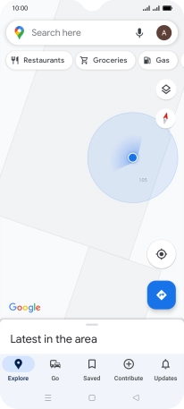 Press the search field and key in the required destination.