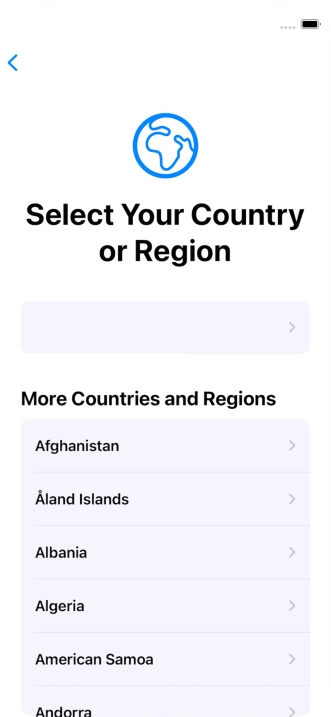 Press the required country or area.