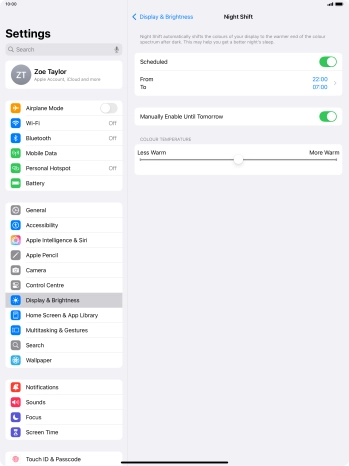 Press and drag the indicator below 