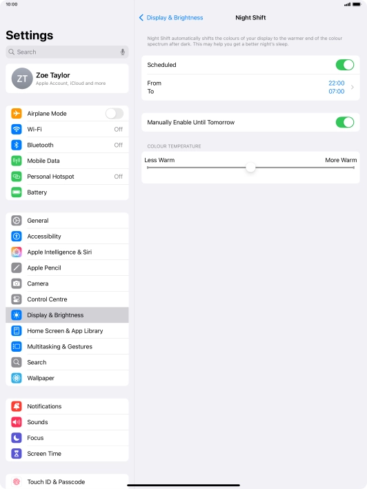 Press and drag the indicator below 