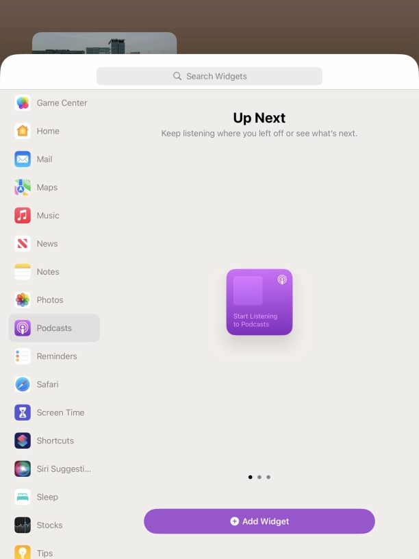 Slide your finger right or left on the screen to select the required widget size. Slide your finger right or left on the screen to select the required widget size.