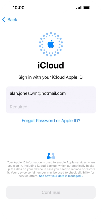 Press Required and key in the password for your Apple ID.