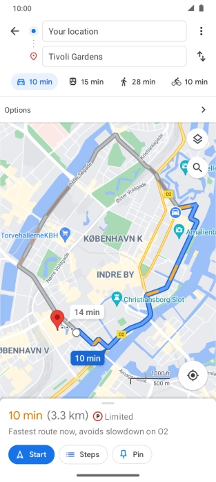 Press the required mode of transportation.