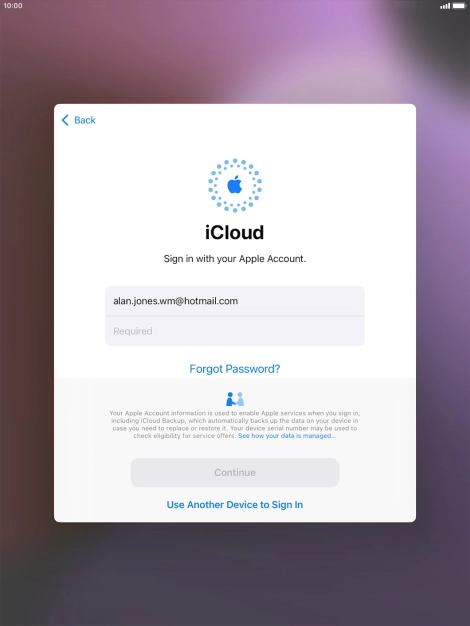 Press Required and key in the password for your Apple ID.