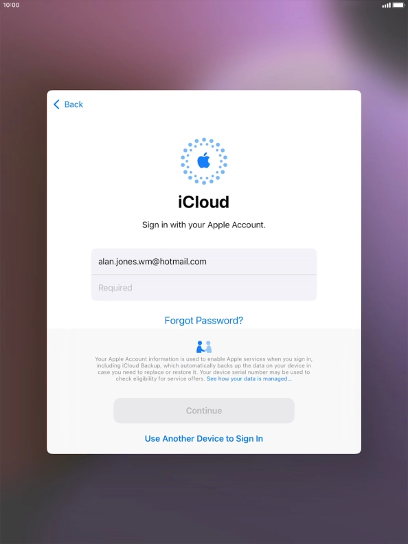 Press Required and key in the password for your Apple ID.