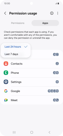Press the required setting.