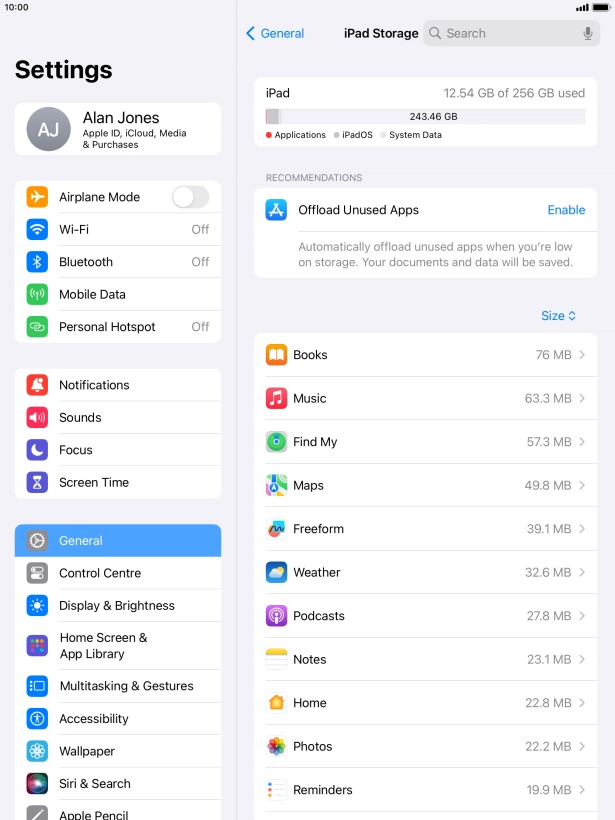 Press the required app.