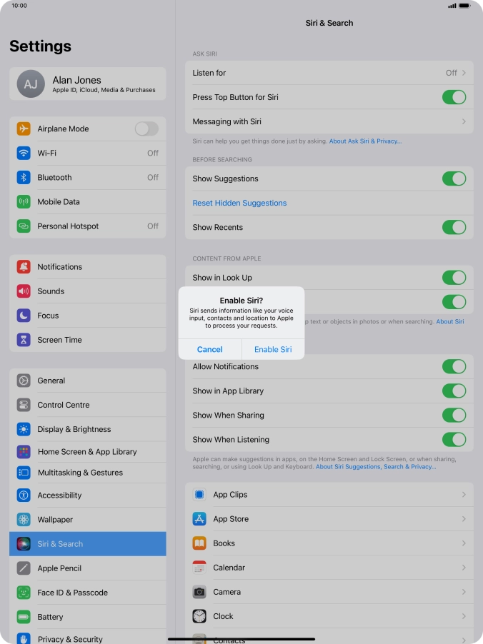Press Enable Siri. Press Enable Siri.